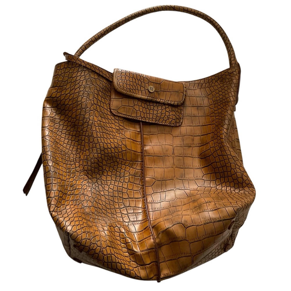 SIMPLY VERA Vera Wang Purse and Wallet Faux Alligator Large Hobo Bag Blue Lining